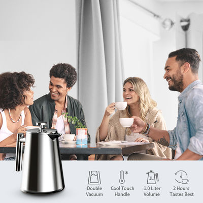 1000ML αυτόματο γαλλικό ανοξείδωτο ταξιδιού κατασκευαστών καφέ Τύπου διπλοτειχισμένο